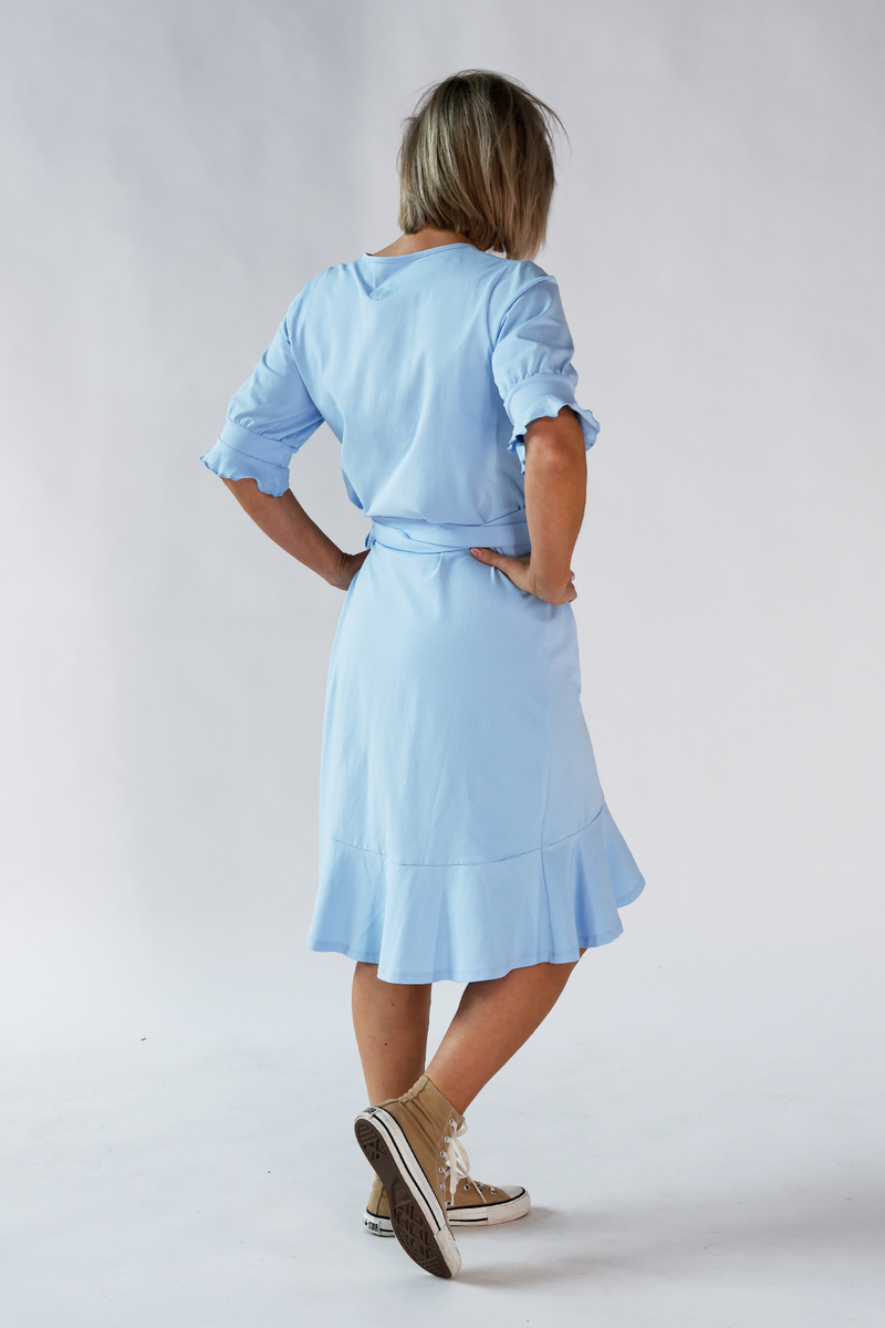 Kristina light baby blue wrap dress. from koko norway. KOKO