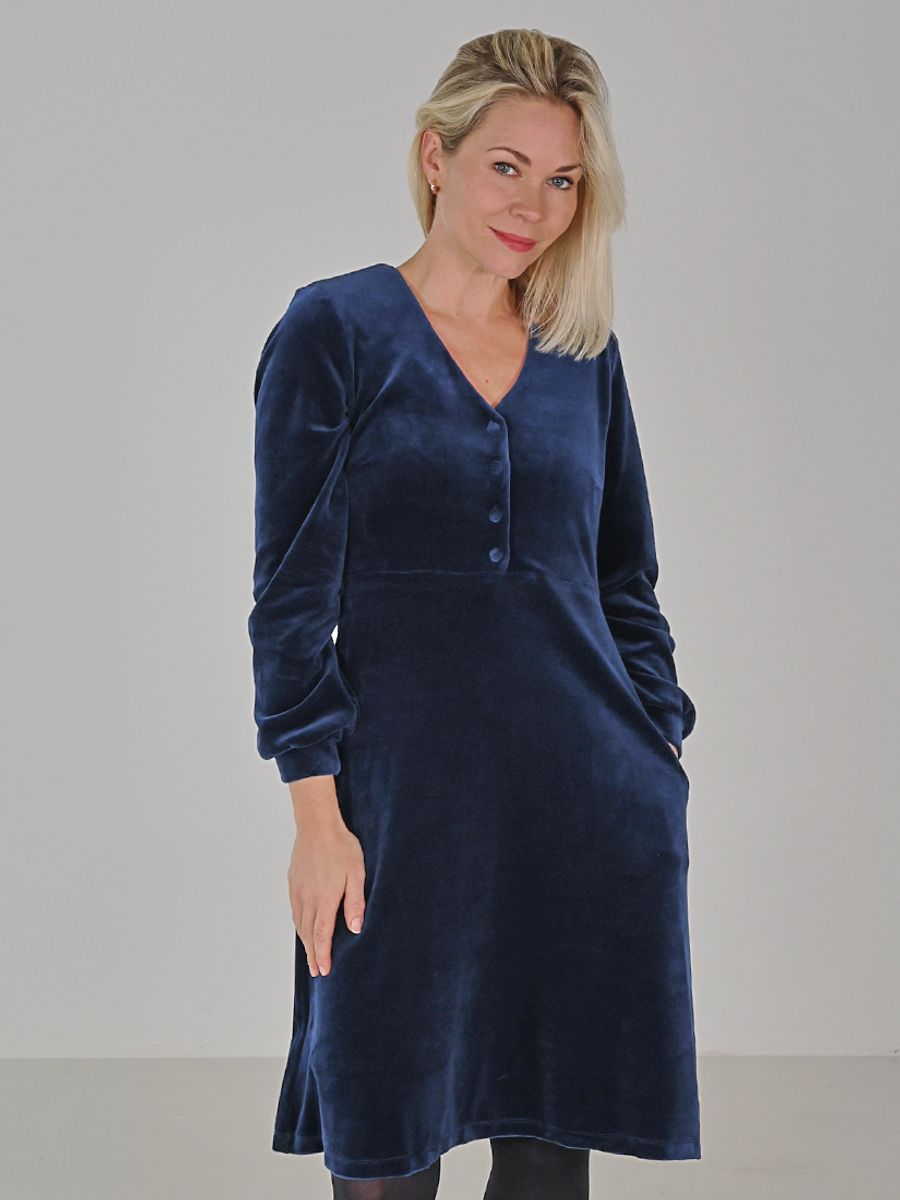 Janka deep blue velvet dress