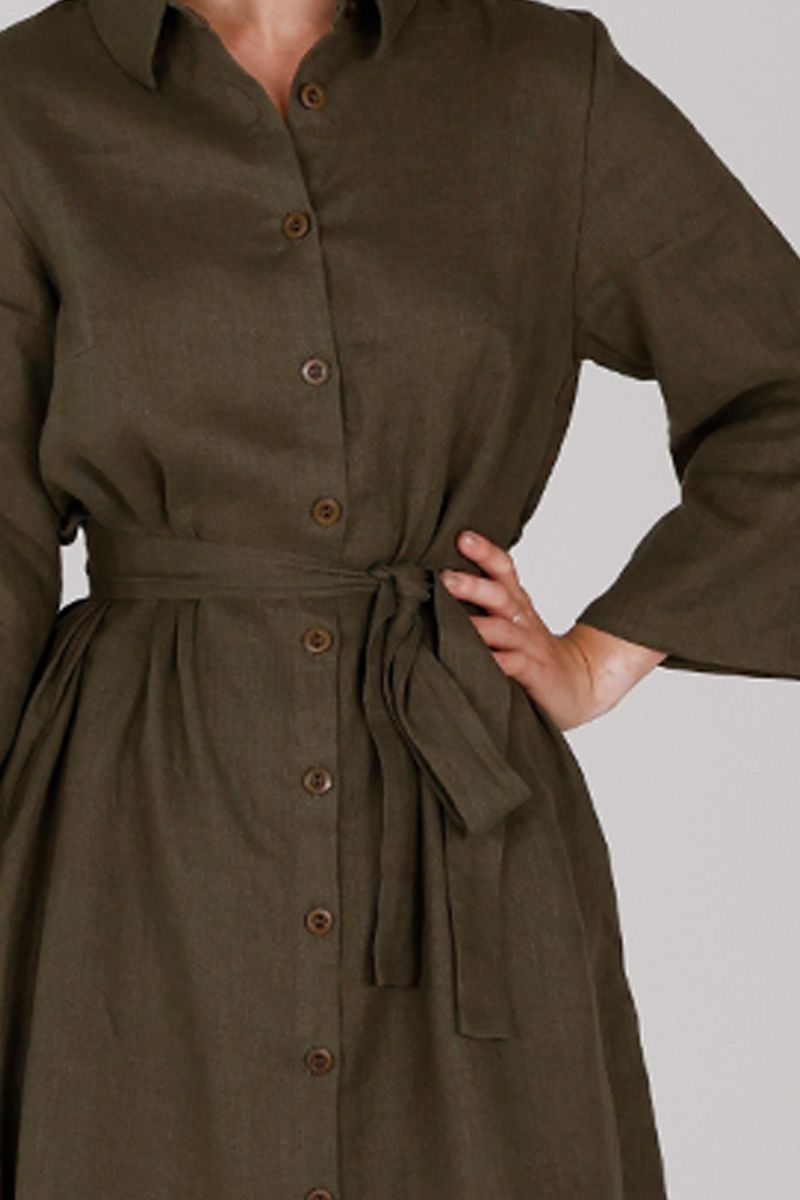 Donna khaki linen shirt dress from ko:ko norway - KO:KO