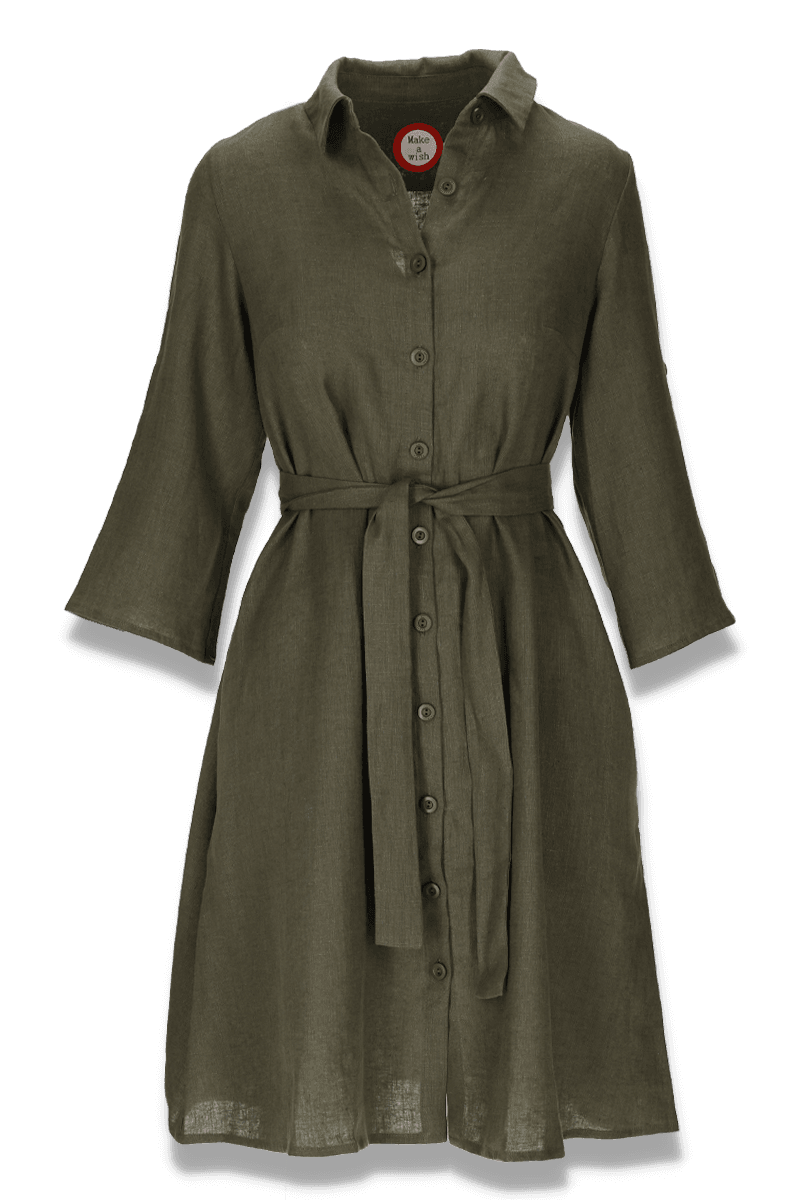 Fay khaki linen shirt dress