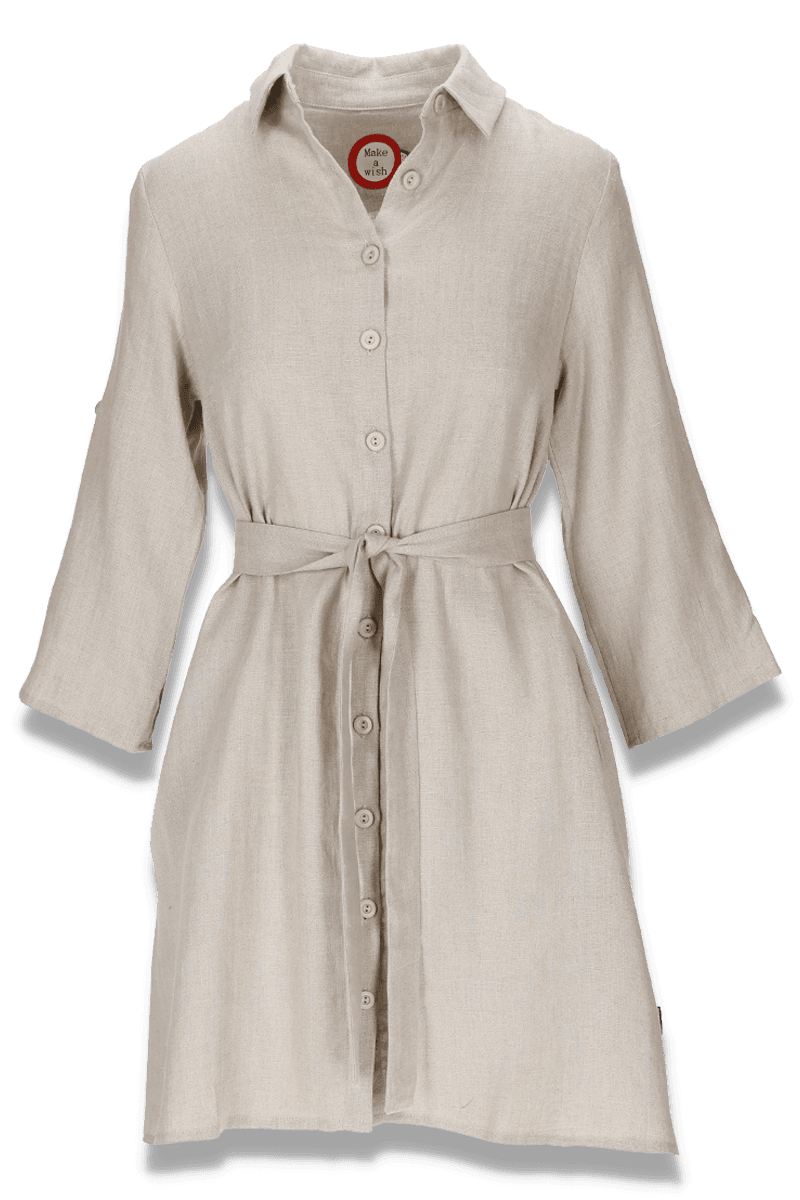 Astrid nature short linen shirt dress