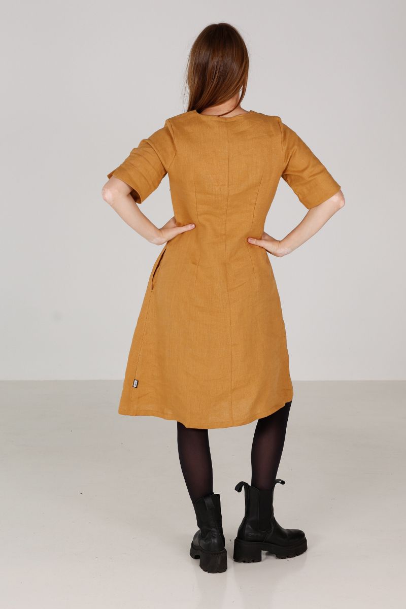 Heidi nugat linnen dress