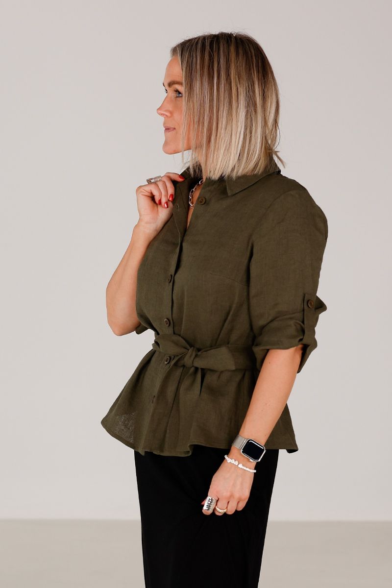 Linn khaki linen shirt