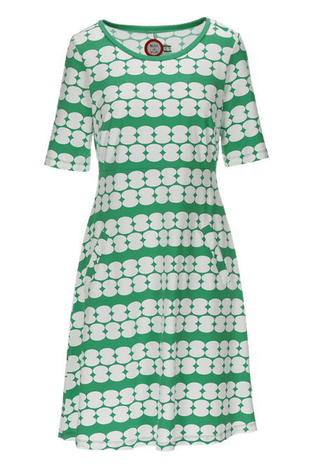 Main Image Karina green and white patterned dress