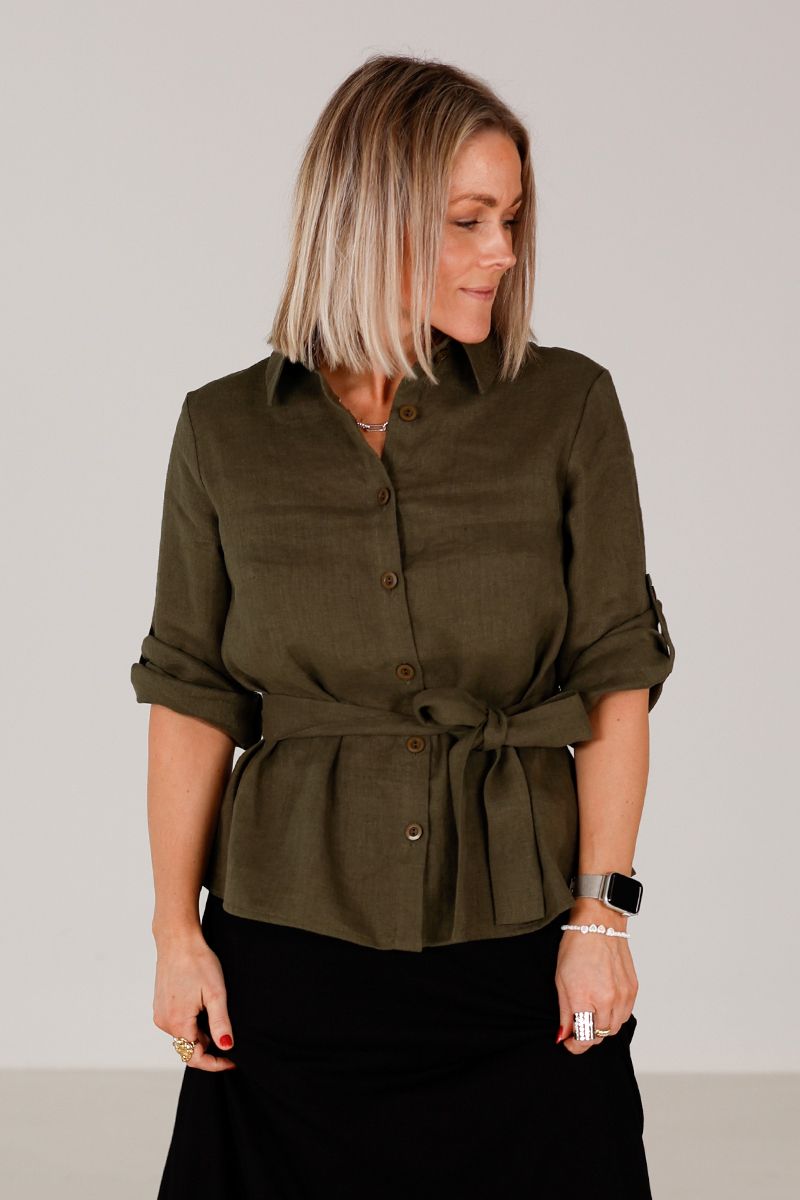Linn khaki linen shirt