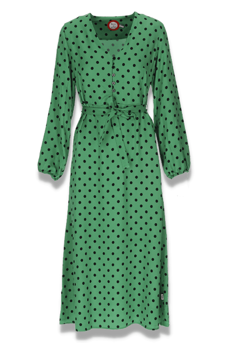 Mette green polkadot dress
