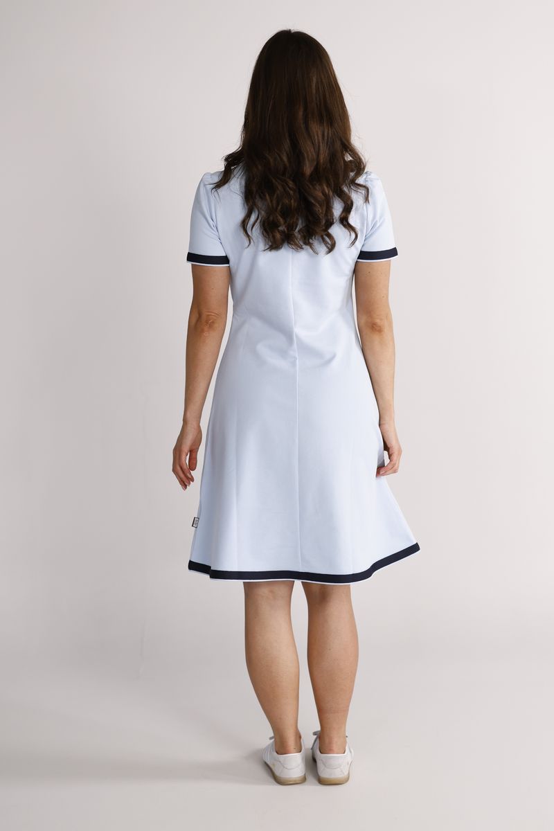 Pauline sky blue and navy blue dress