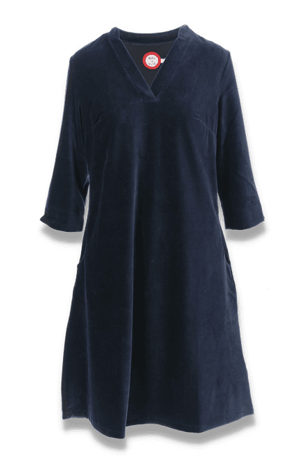 Main Image Saga dark blue velor dress with pockets
